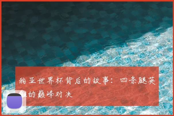 狗亚世界杯背后的故事:四条腿英雄的巅峰对决